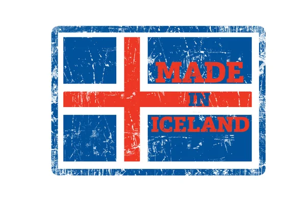 HECHO EN ISLANDIA palabra escrita en sello de goma y bandera con bordes grunge . — Foto de Stock