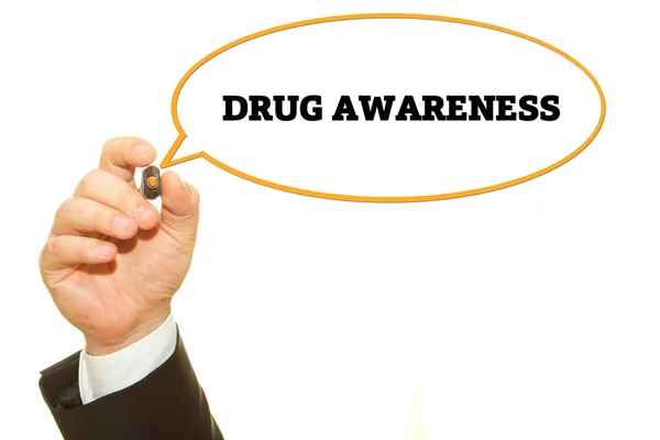 Cropped Shot Businessman Writing Drug Awareness Inscription Isolated White — Stock Photo, Image