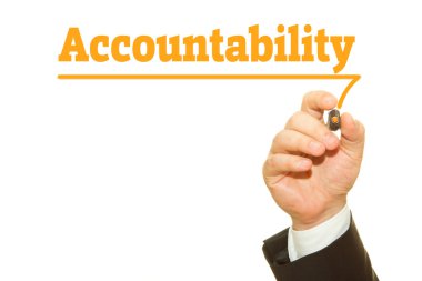 Businessman hand writing Accountability with a marker. clipart