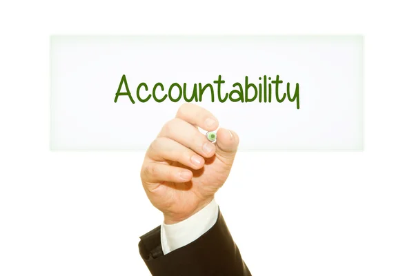 Businessman hand writing Accountability with a marker. — Stock Photo, Image