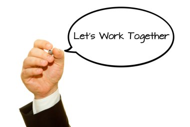 Bir marker ile birlikte Hadi iş yazma el.