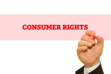 yazıt üzerinde beyaz izole kırpılmış atış işadamı yazma tüketici hakları