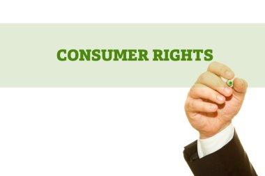 yazıt üzerinde beyaz izole kırpılmış atış işadamı yazma tüketici hakları