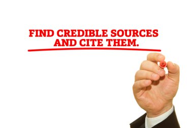 kırpılan yazma işadamı güvenilir kaynaklardan bulmak ve onları üzerinde beyaz izole Yazıtı alıntı