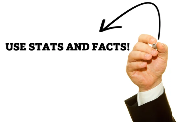 kırpılan atış yazma işadamı istatistikleri ve gerçekler yazıt üzerinde beyaz izole kullanın