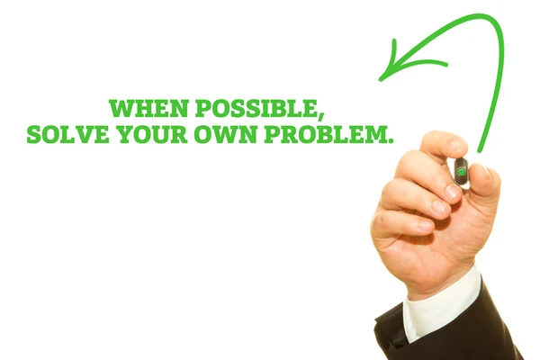 Cropped Shot Businessman Writing Possible Solve Your Own Problem Inscription — Stock Photo, Image