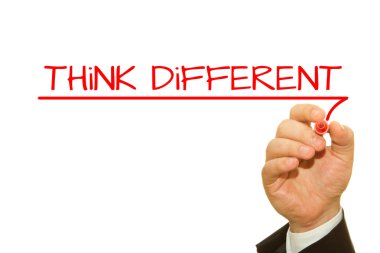 yazıtın üzerinde beyaz izole iş adamı yazma düşünmek farklı kırpılmış atış