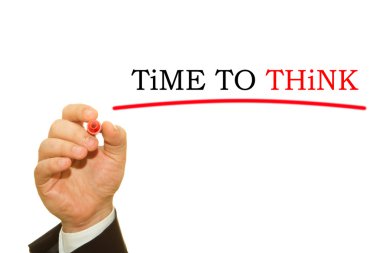 kırpılan atış yazıt üzerinde beyaz izole düşünmeye zaman yazma iş adamı