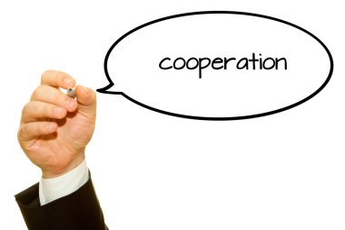 beyaz izole işbirliği yazıt yazma işadamı kırpılmış atış