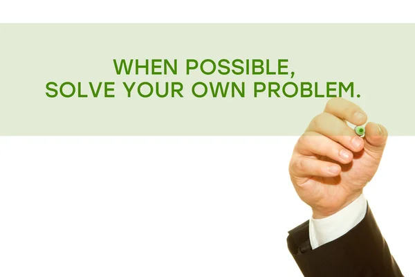 Cropped Shot Businessman Writing Possible Solve Your Own Problem Inscription — Stock Photo, Image