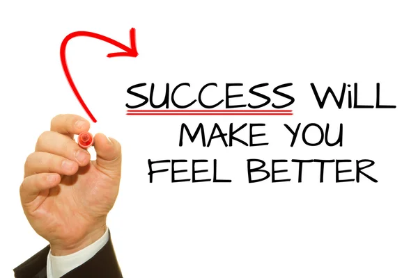 Cropped Shot Businessman Writing Success Make You Feel Better Inscription — Stock Photo, Image