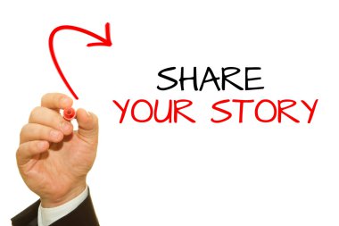 yazma işadamı kırpılmış atış senin hikaye yazıt üzerinde beyaz izole paylaşmak