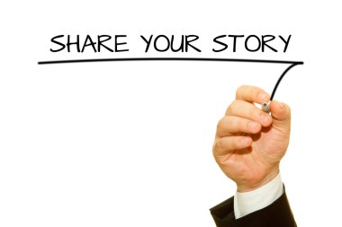 yazma işadamı kırpılmış atış senin hikaye yazıt üzerinde beyaz izole paylaşmak