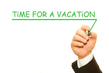 zaman tatil yazıt üzerinde beyaz izole için yazma işadamı kırpılmış atış