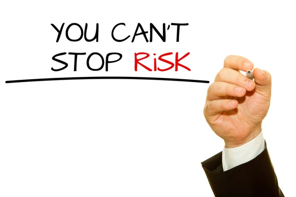 Cropped Shot Businessman Writing You Cant Stop Risk Inscription Isolated — Stock Photo, Image