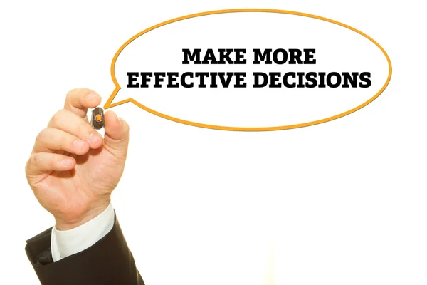 Cropped Shot Businessman Writing Make More Effective Decisions Inscription Isolated — Stock Photo, Image