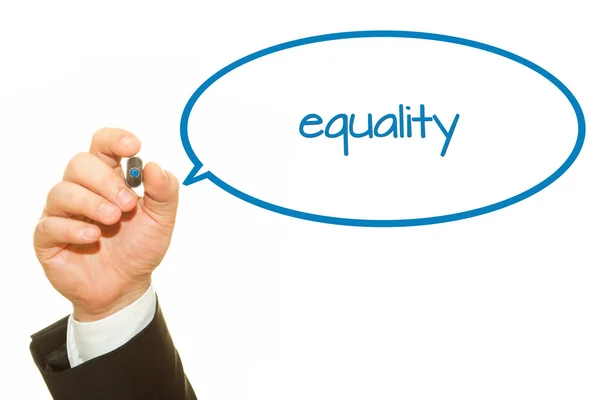 Tiro Cortado Empresário Escrevendo Inscrição Igualdade Isolado Branco — Fotografia de Stock