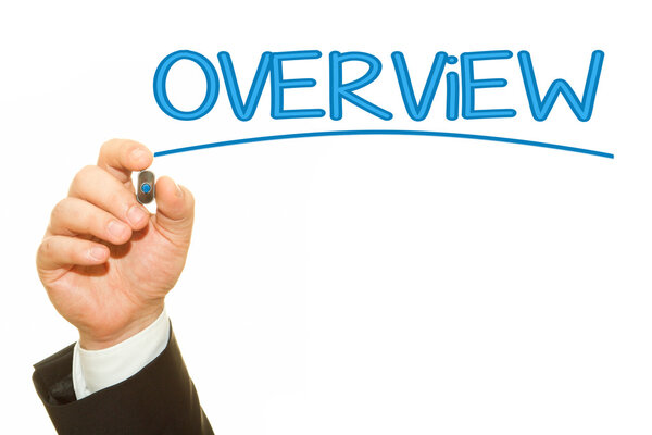 обрезанный снимок бизнесмена, пишущего обзорную надпись изолированы на белом
