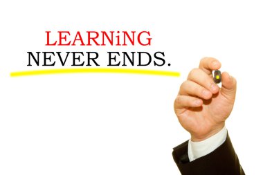 atış biter yazıt üzerinde beyaz izole öğrenme asla yazma işadamı kırpılmış