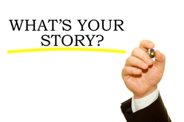 senin hikaye yazıt üzerinde beyaz izole yazma işadamı kırpılmış atış