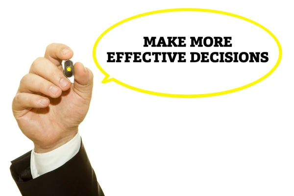 Cropped Shot Businessman Writing Make More Effective Decisions Inscription Isolated — Stock Photo, Image
