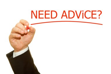 beyaz üzerine izole işadamı yazma gerekli tavsiye yazıt kırpılmış