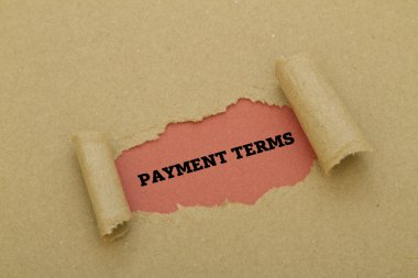 Ödeme şartları yazıt karton delik içinde