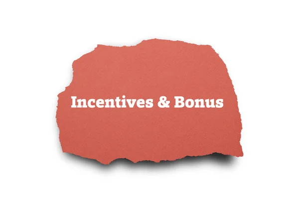 Incentives Bonus Inscription Sheet Paper Isolated White — Stock Photo, Image