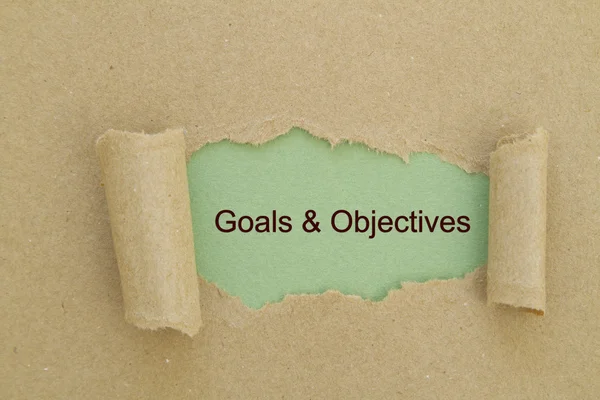 Goals Objectives Inscription Hole Cardboard — Stock Photo, Image