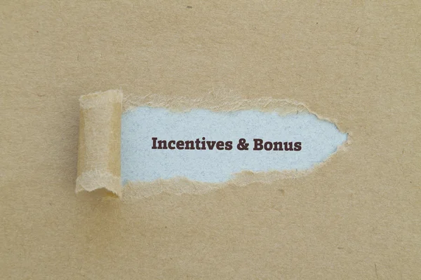 Incentives Bonus Inscription Hole Cardboard — Stock Photo, Image