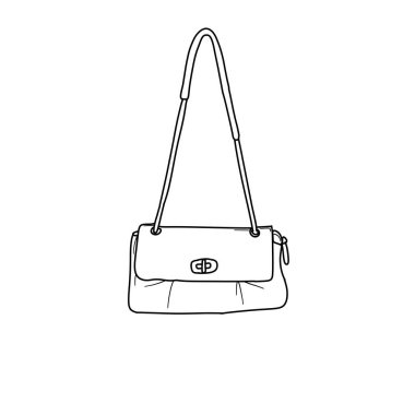 Moda, alışveriş ve tasarım projeleri için mükemmel olan iki çantanın minimalist çizimi. Temiz ve çok yönlü.