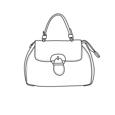 Moda, alışveriş ve tasarım projeleri için mükemmel olan iki çantanın minimalist çizimi. Temiz ve çok yönlü.