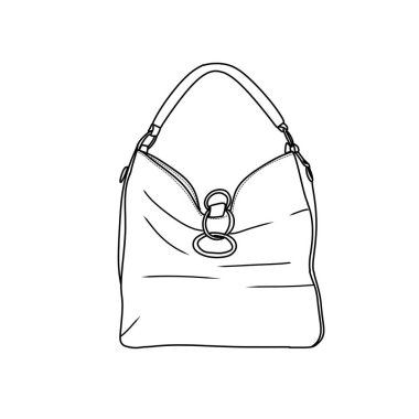 Moda, alışveriş ve tasarım projeleri için mükemmel olan iki çantanın minimalist çizimi. Temiz ve çok yönlü.