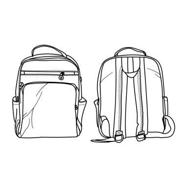 Ayrıntılı Satır Sanatı Sırt Çantası Resimleri - Ön ve Arka Görünümler.