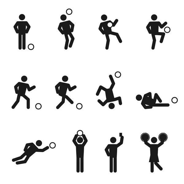 Soccer or football man icons set — Stock Vector