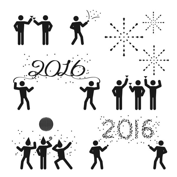 Party and Celebration man icons set