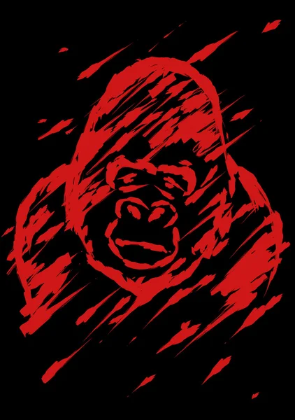 Tristemente gorila ilustração escova estilo — Fotografia de Stock