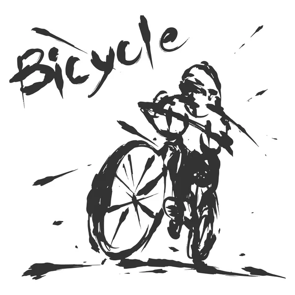 Estilo de cepillo de tinta de velocidad de bicicleta y letras de bicicleta — Vector de stock