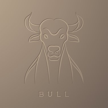 Boğa illüstrasyon Hat sanatı izole tasarım debossed
