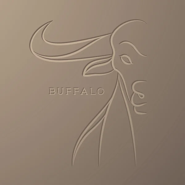 Buffalo illustrazione linea arte disegno inciso isolato — Vettoriale Stock