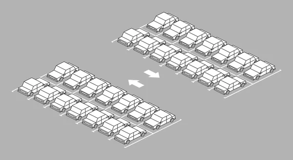 Parkeerplaats vol met pijl op weg zwart / wit kleur — Stockvector