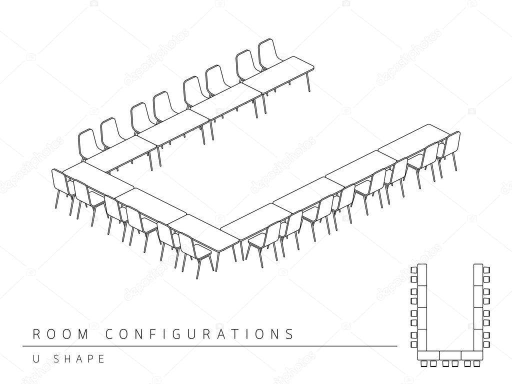 Meeting Room Setup Layout Configuration U Shape Isometric