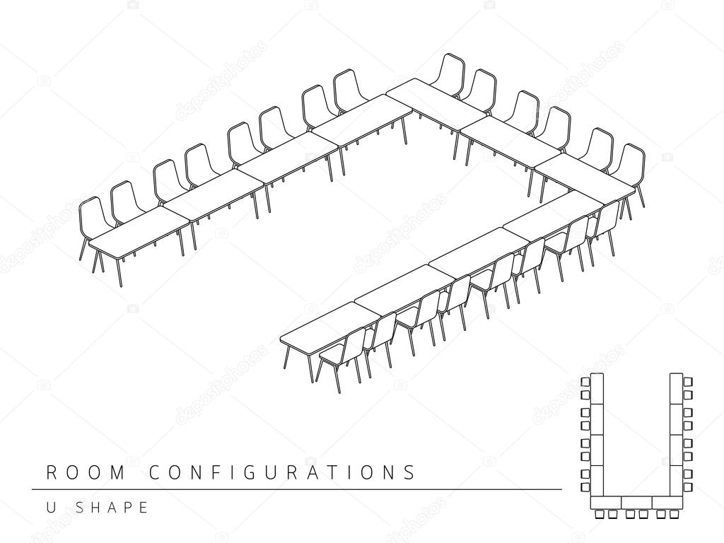 Meeting Room Setup Layout Configuration U Shape Isometric