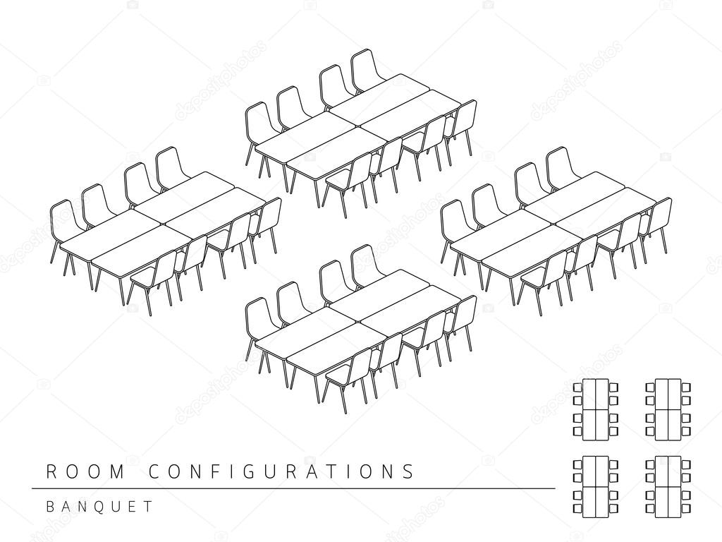 Tagungsraum Setup Layout Konfiguration Bankett Isometrischer