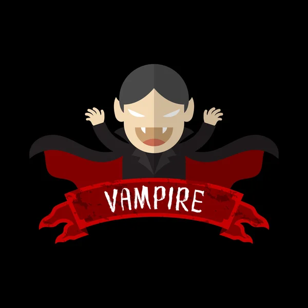 Conception de personnage de dessin animé vampire Halloween avec le nom de l'étiquette — Image vectorielle