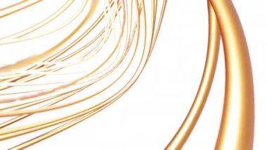 Beyaz arkaplan animasyon 4K görüntülerinde soyut Altın Torus 3D çoklu model döndürme, Ağ teknolojisi konsept tasarımı