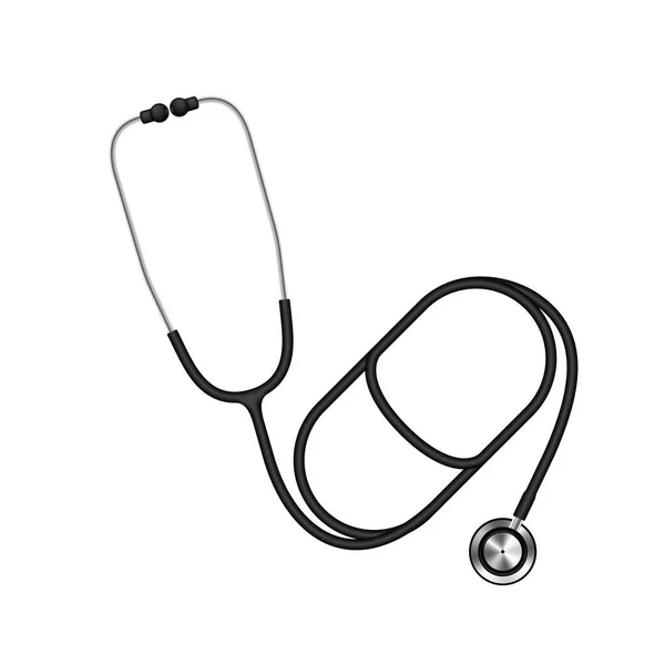 Stethoscoop Zwarte Kleur Gemaakt Medicijn Capsule Logo Vorm Covid Behandeling — Stockvector
