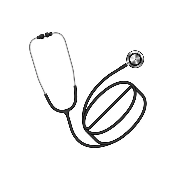 Stetoskop Siyah Rengi Medicine Tablet Logosu Şekli Covid Tedavi Konsepti — Stok Vektör