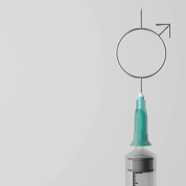 Rendering Covid Vaccine Syringe Male Gender Sign Efectos Secundarios Problem — Foto de Stock