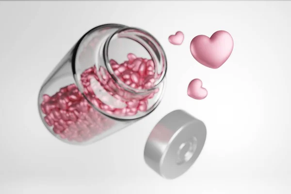 Rendering Covid Vaccine Love Heart Capsule Sponsor Support Campaña Vacunación —  Fotos de Stock